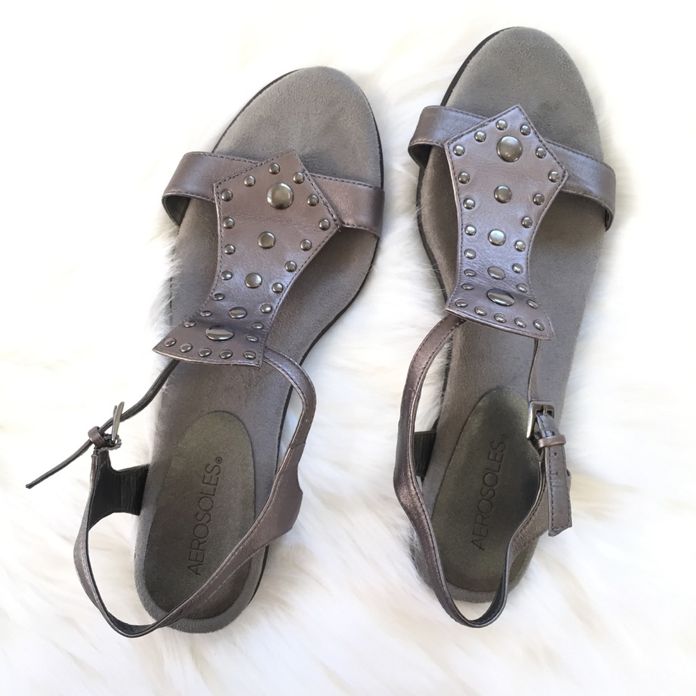 New Aerosoles sandals—metallic pewter—10